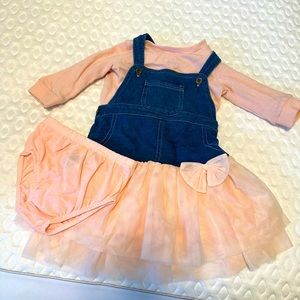 Baby Starters Girls Outfit - Denim and Pink - Size 12M